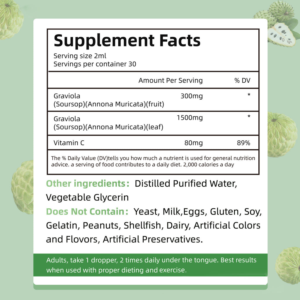 60ml flaske Soursop-ekstrakt er rik på vitamin C